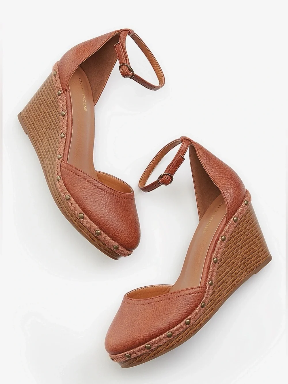 Maurice’s Bella Studded Wedge Tan/Brown Size 6.5 Narrow Fit